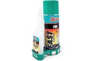 Akfix - GA055 705 Fast Adhesive CA Glue (0.7 oz.) with Activator (3.38 fl oz.) [Clear Super Glue Adhesive and Accelerator Spray]