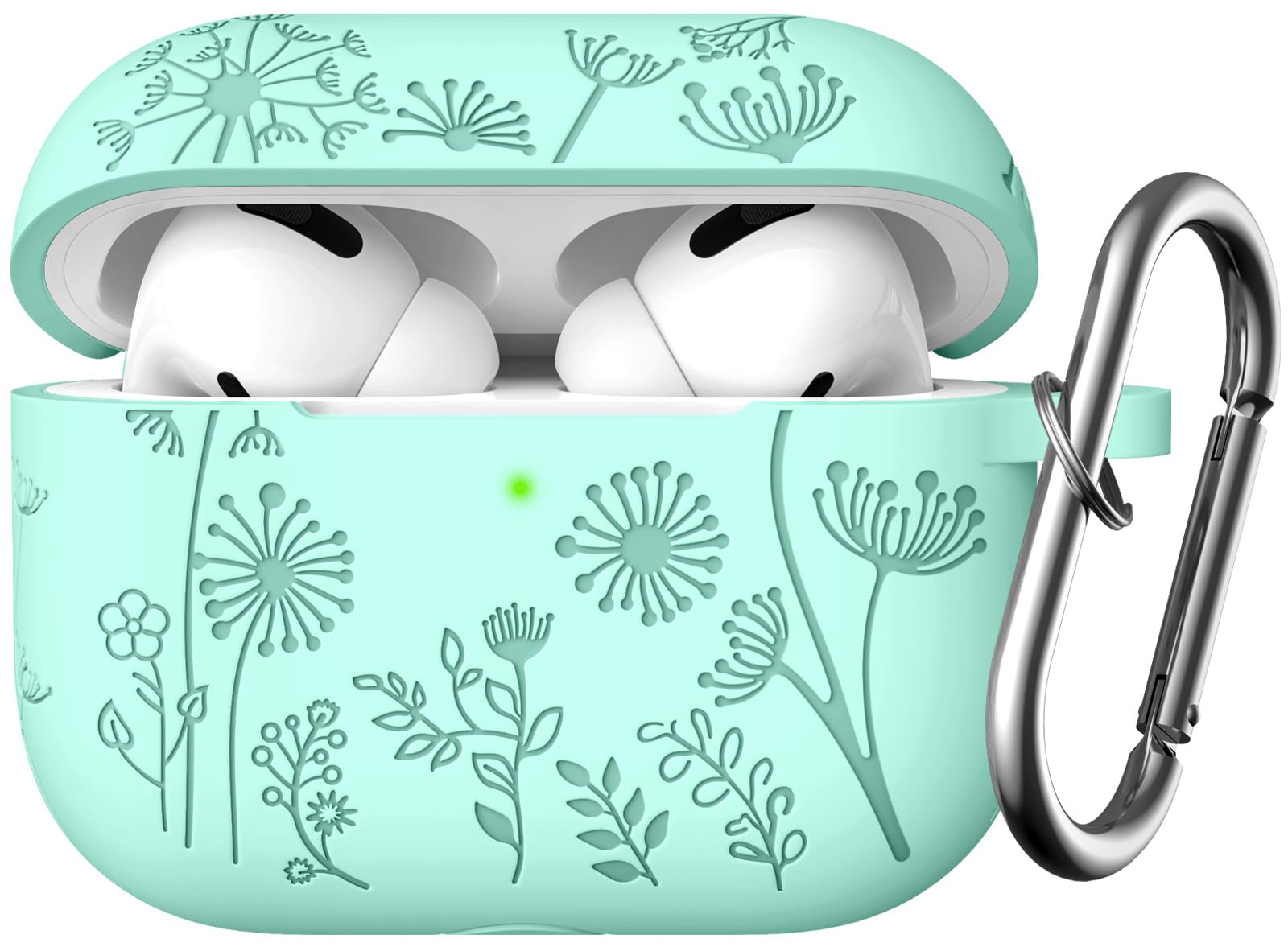 Lerobo Flower Engraved for Airpods Pro Case Cover/Airpod Pro 2 Case, Cute Soft Silicone Skin Full Protective Cover Compatible with Apple Airpods Pro 2nd Generation/1st Generation Case with Keychain
