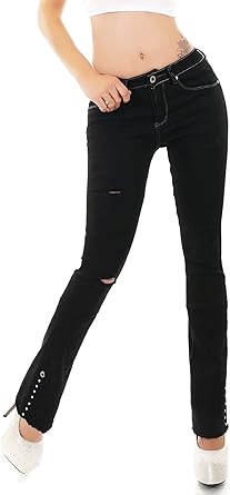 black bootcut ripped jeans