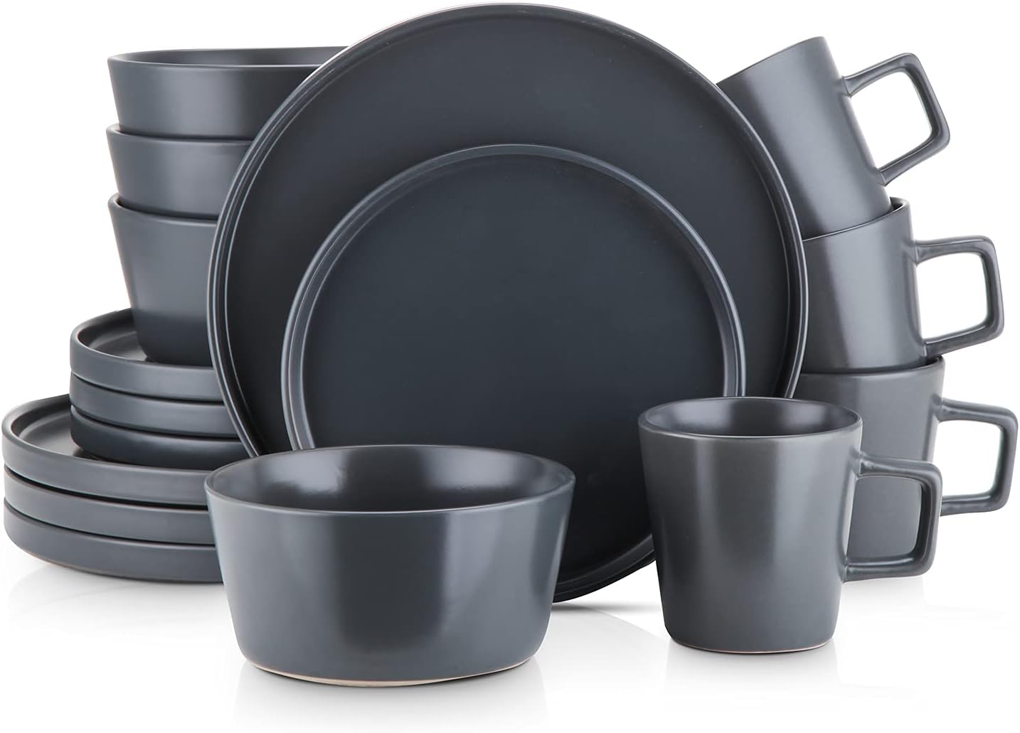  | Stone Lain Coupe Dinnerware Set, Service For 4, Gray Matte: Dinnerware Sets