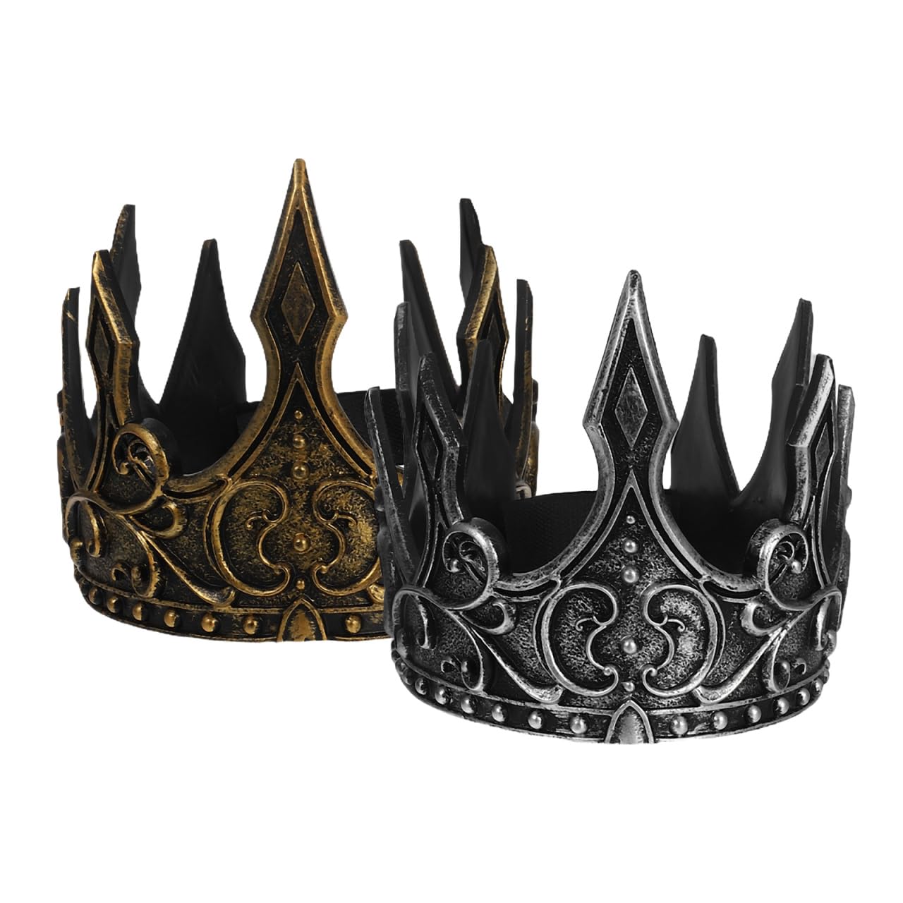ABOOFAN 2pcs King Crown for Men King Tiara Royal Crown Medieval Queen Cosplay Medieval Black Trim Golden Halloween Fancy Dress Hat Accessory