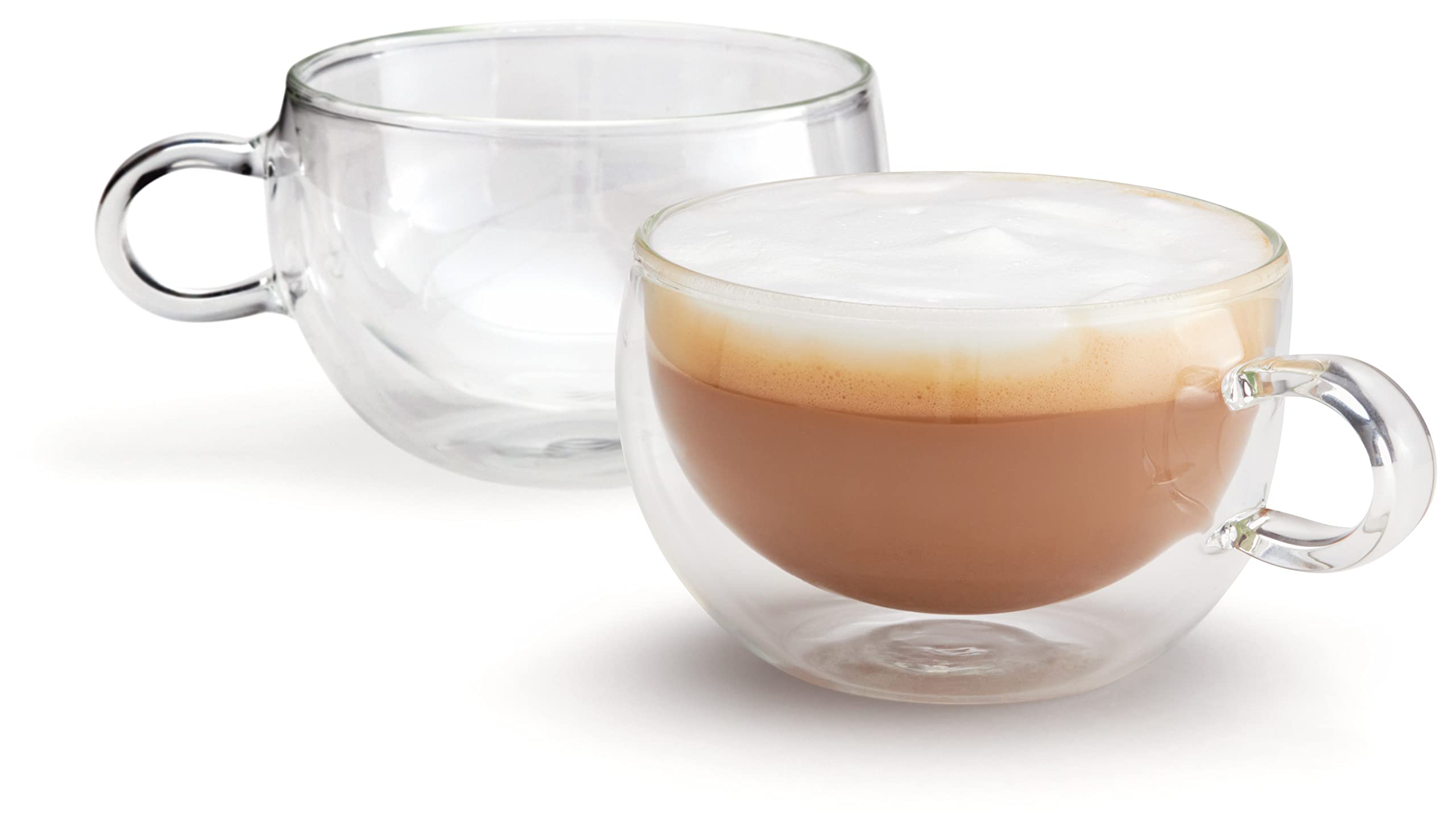 Judge Duo Form Set of 2 Latte Glass Coffee Cups with Handle, Hollow Vacuum Sealed, Heat Resistant, 325ml Latte Cup