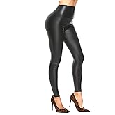 SEASUM Women's Faux Leather Leggings Pants PU Elastic Shaping Hip Push Up Black Sexy Stretchy High Waisted Tights