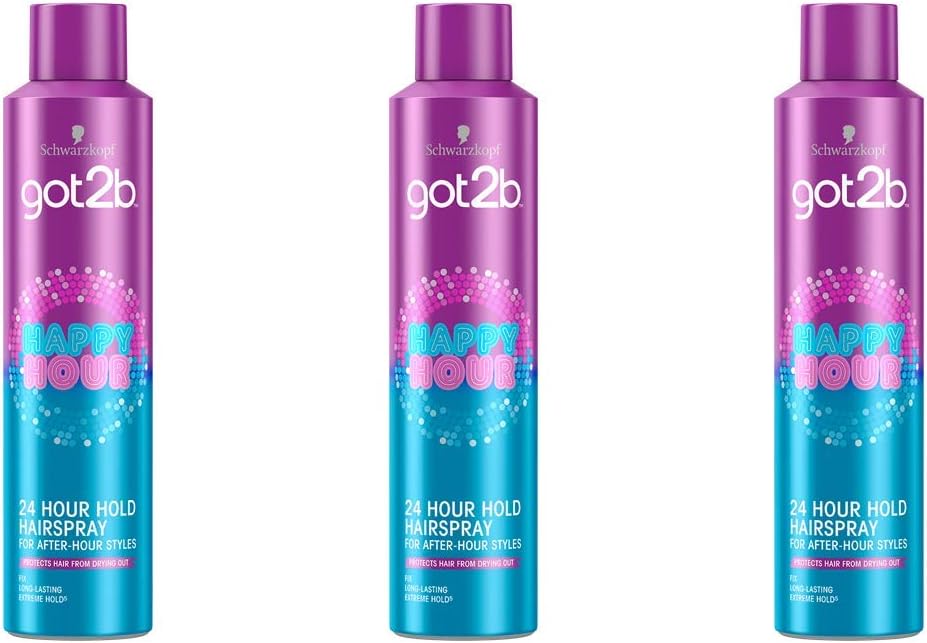 Schwarzkopf got2b Happy 24 Hour Hold Hairspray, 300 ml, Pack of 3, 300 ml (Pack of 1) - Image 3