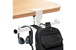 Gelobo Heavy-Duty Bag Hook for Desk or Table - Alloy 80lbs Capacity Backpack Holder, Purse Hook for Table & Handbag Hanger, Space-Saving Organizer for Classroom, Dorm, Office Desk Accessories (White)
