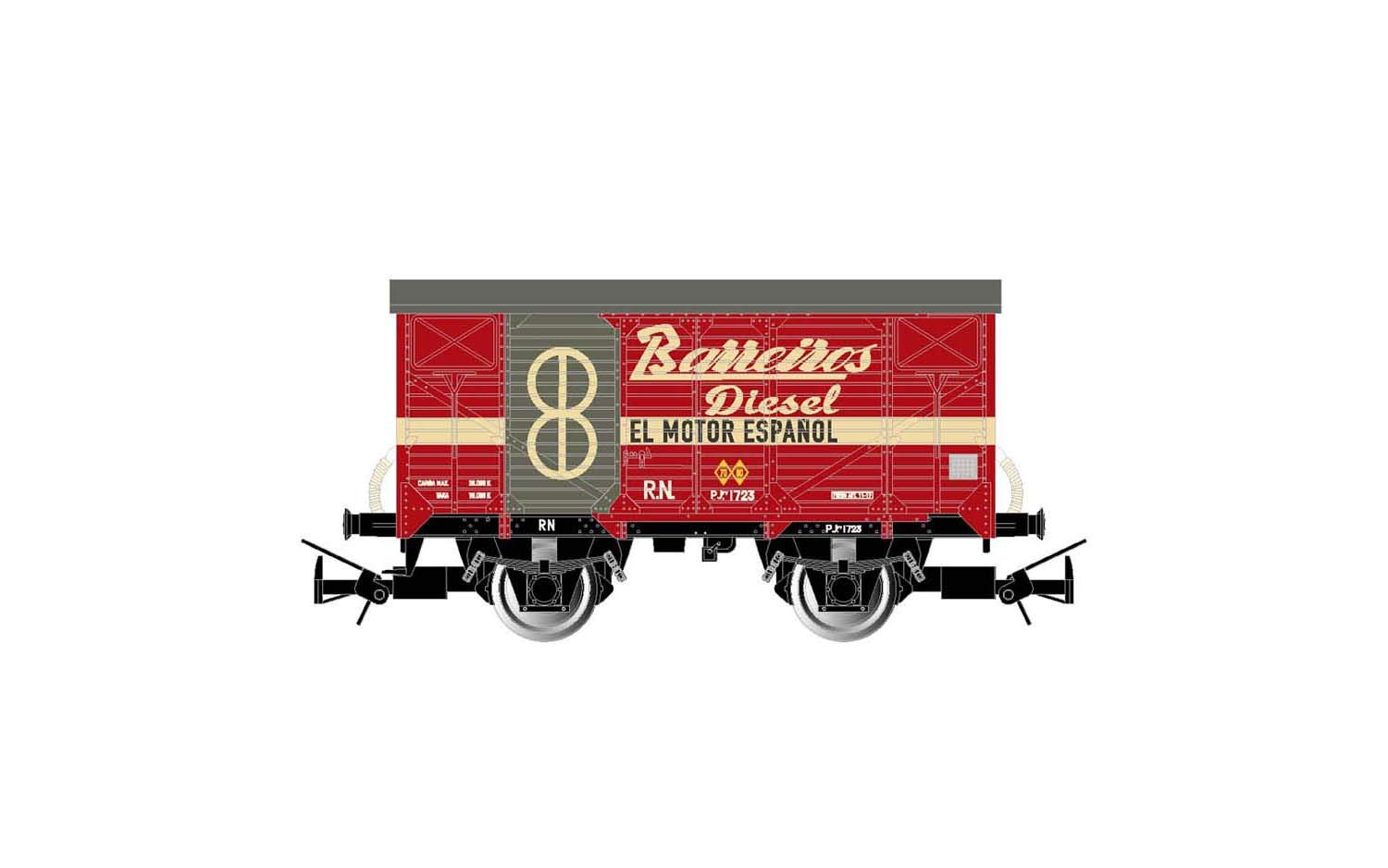 Electrotren HE6011 R.N., 2-Axle Covered Wagon Barreiros, Period III/IV Rolling Stock