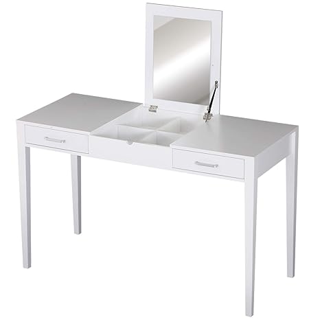 Homcom Dressing Table 2 In 1 Flip Mirror Storage Drawer Vanity