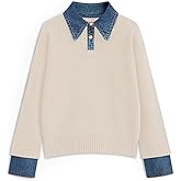 GUNEST Womens Oversized Sweater Cozy Chunky Long Sleeve Mock Turtleneck V Neck Button Down Denim Polo Pullover Tunic Sweaters