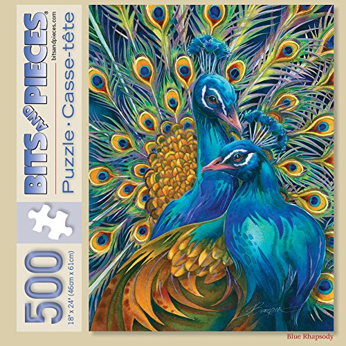 Bits and Pieces - 500 Piece Jigsaw Puzzle for Adults - Blue Rhapsody - 500 pc Peacock Jigsaw by Artist Jody Bergsma
