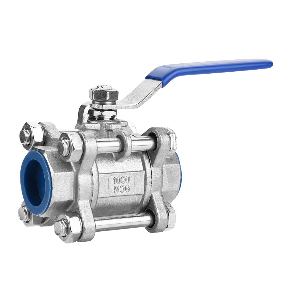 Ball Valve, DN20 304 Stainless Steel Pipe Ball Valve Three-piece Body Type Full Port Ball Valve 3/4" NPT