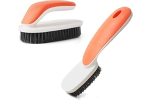 KAGYUAN Laundry Scrub Brush 2 Pack Soft Bristle Brush Shoe Cleaning Brush for Stains Clothes Scrubbing Brush Household Cleaning Tool for Bathroom Countertop Bathtubs (Orange)