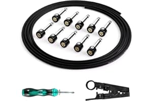 GHOSTFIRE Solderless Pedalboard Cable Kit, 6.5ft Cable & 10 Nickel Plated Copper Tip Connectors for Guitar Effects & Pedal Bo