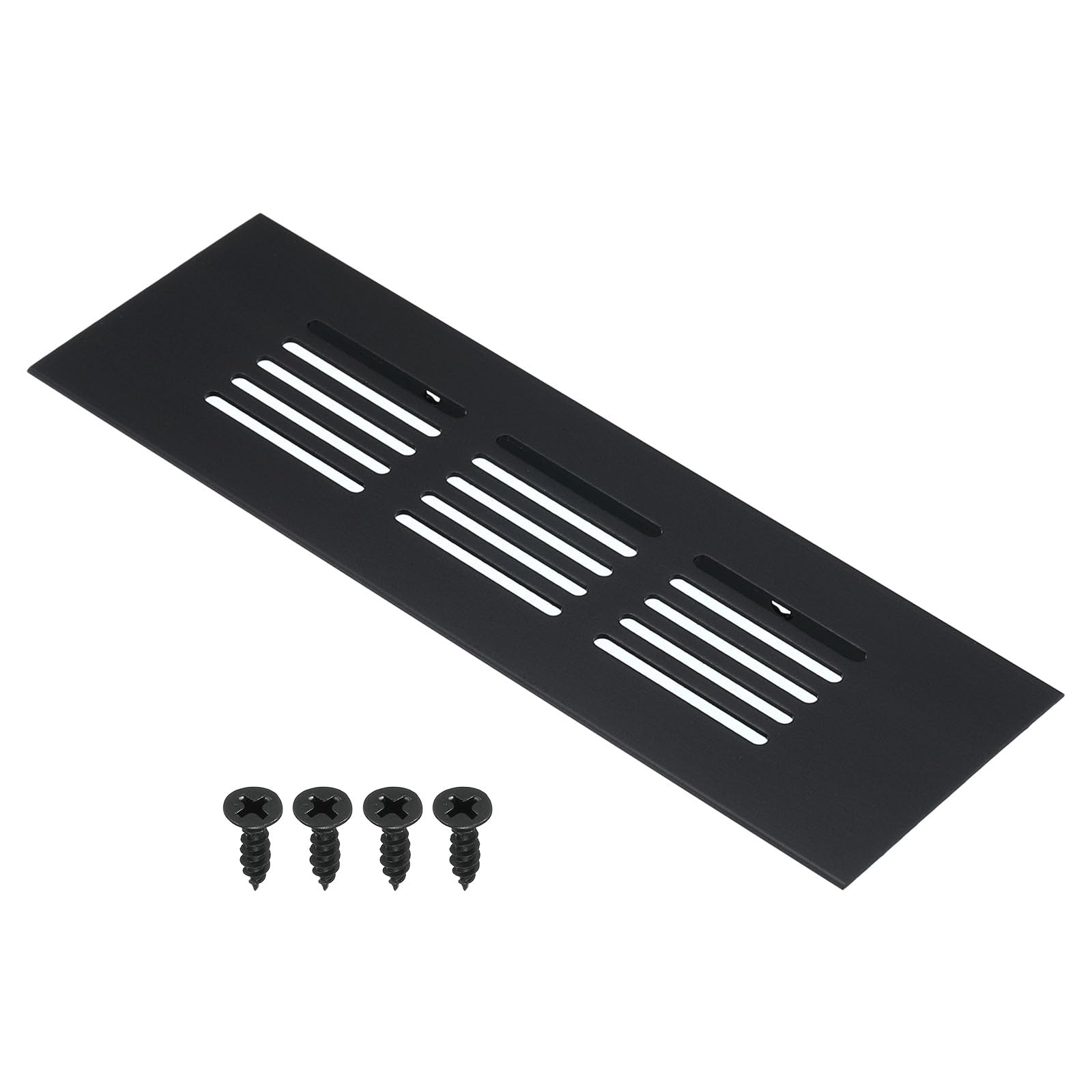 PATIKIL 6 x 2 Inch Door Air Vent Cover, Aluminum Grille Ventilation Cover Louvered with Mounting Screws for Cabinet Wardrobe Door, Black