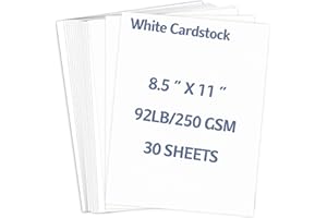 30 Sheets White Cardstock, 8.5'' x 11'' Double-Sided Card Stock 92lb Heavyweight Thick Paper for Invitations, Scrapbooking, C