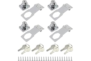 ADLUKAE Keyed Hasp Cabinet Door Latch Lock - 4 Pack 2.5 Inch Twist Knob Key Locking Hasp, Keyed Different Metal Closet Door Locks, Desk Locks for Drawers with Key(Silver)