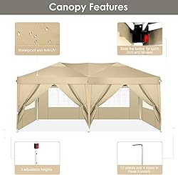 COBIZI Canopy 10x20 Pop Up Canopy Tent with 4