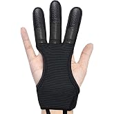 Rimaya Archery Protective Glove 3 Finger Design for Adult and Youth - Breathable Fabric, Leather Finger Tips, Adjustable Velcro Strap