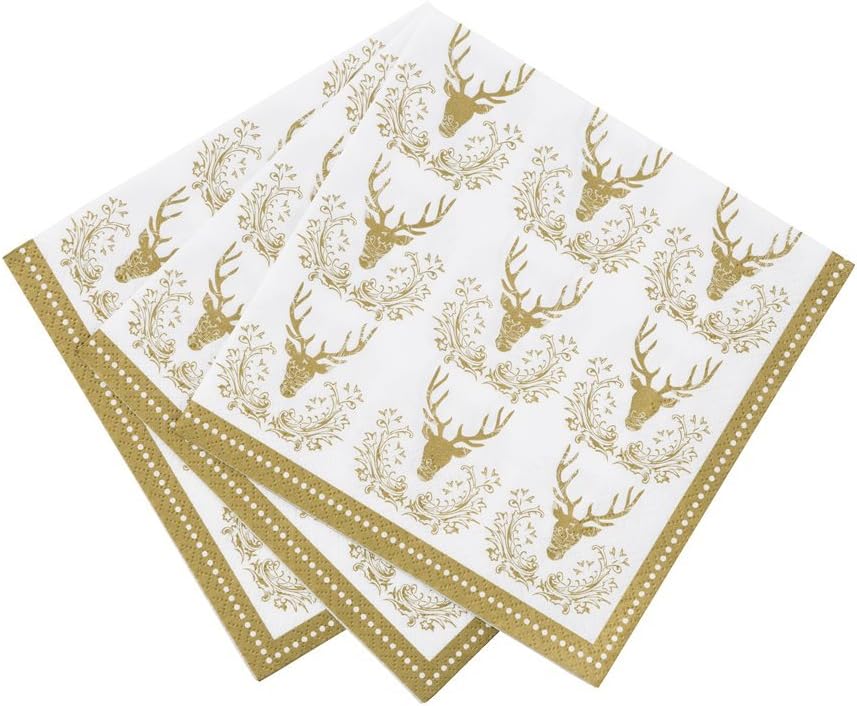 Party Porcelain Gold 33Cm Dinner Napkin in 20 Pack