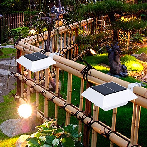 Superdream 6-LEDs Waterproof Solar Lights Outdoor Garden Fence Post Wall Mount Light Security Lamp Night Light (with Motion Sensor)