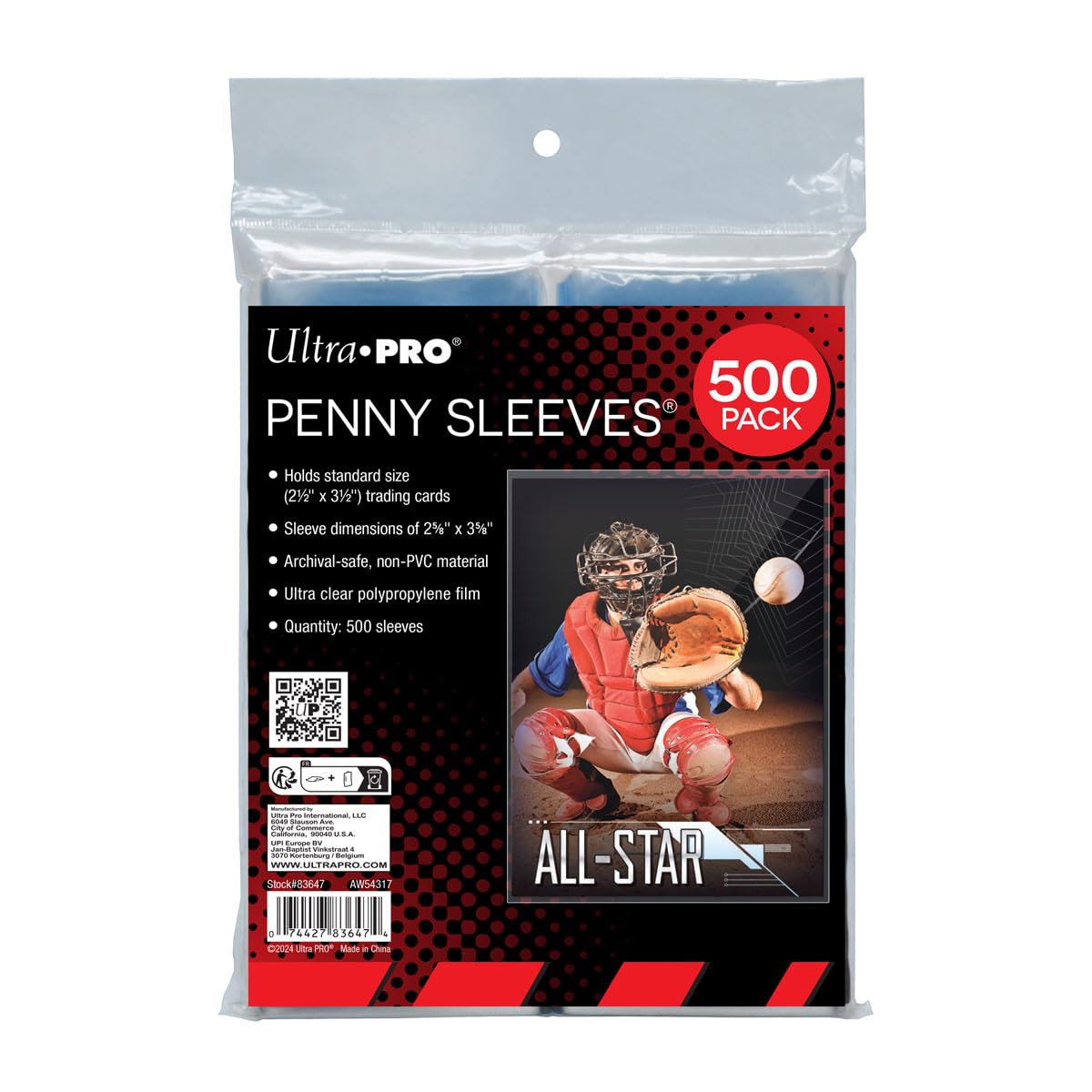 Ultra Pro standard regular soft penny card sleeves for trading cards such as Pokemon, Magic, sports cards, standard size, transparent