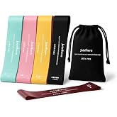 JOINTHERA Latex Free Mini Loop Resistance Bands - Set of 5 + Carrying Bag | Non latex workout resistance band, physical therapy, working out, legs exercise strength, Pilates training, home gym fitness