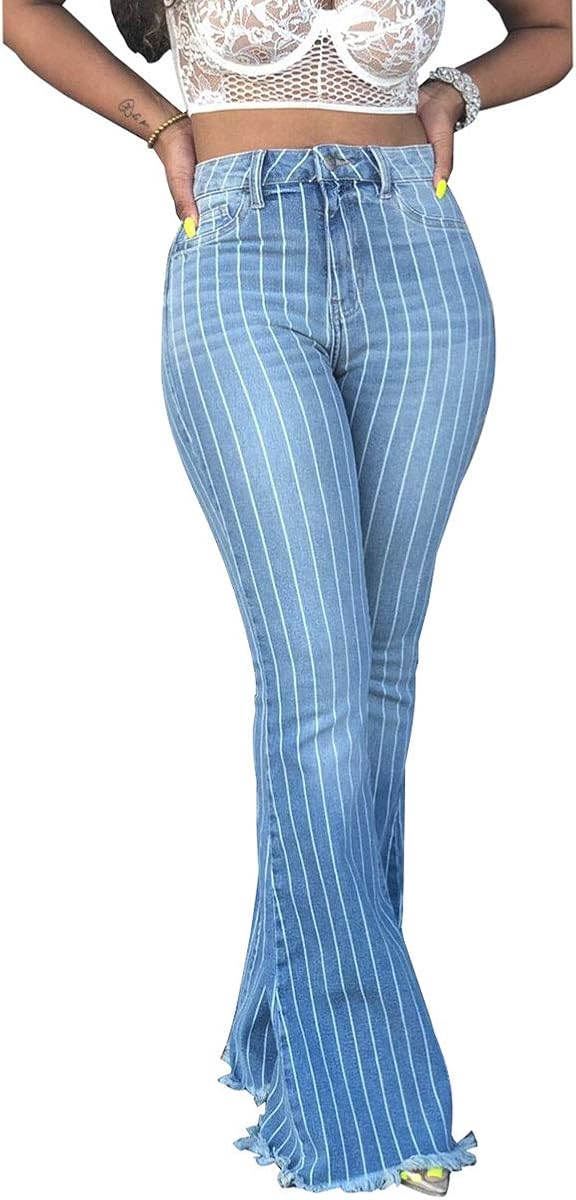 flare striped jeans