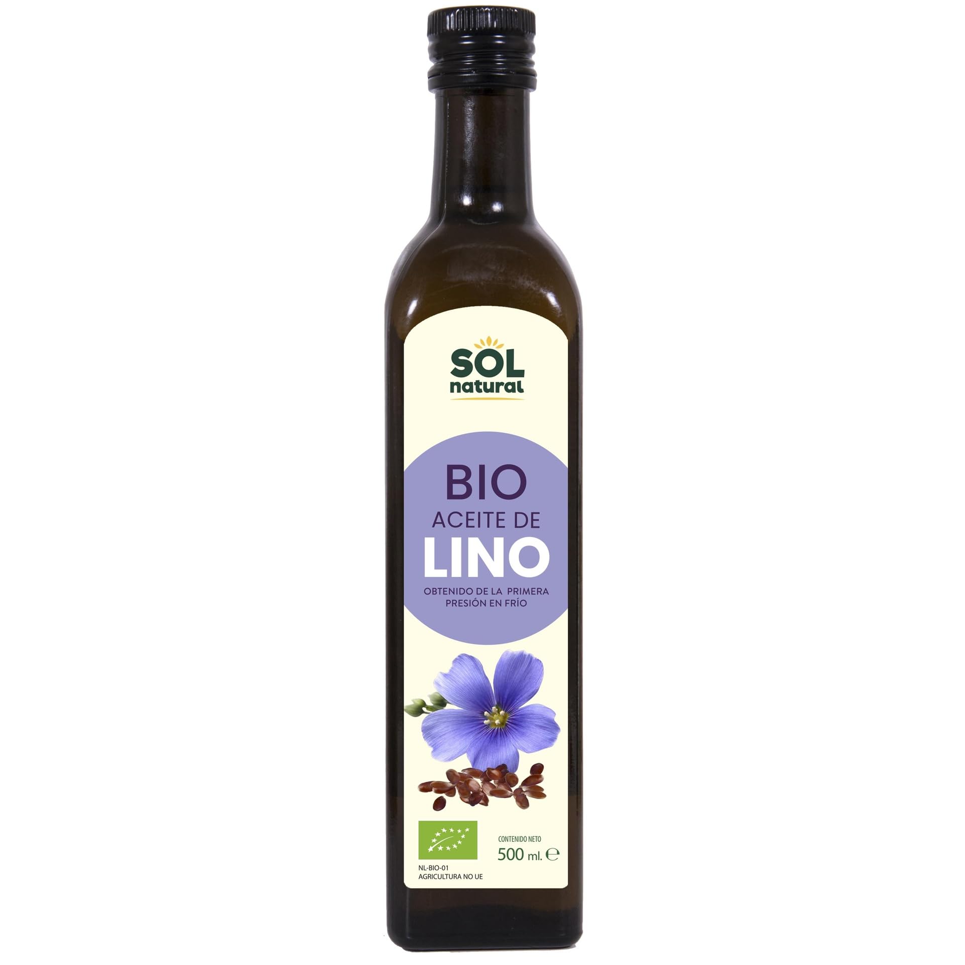SOLNATURAL Organic Linen Oil 500 ml, Standard, Single