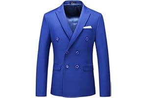 UNINUKOO Mens Suit Jacket Double Breasted Blazer Men Slim Fit Casual Prom Wedding Daily Tux Suit Coats Blazer