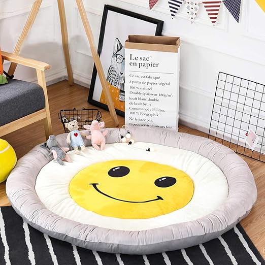 Amazon Admir カートゥーン ラウンド ハイマット ベビー サークル 保育園 ラグ ハードフロア ソフト 子供 ラグ 畳 寝 座る マット 子供 幼児 140cm 55inch Y Admir ラグ カーペット 通販