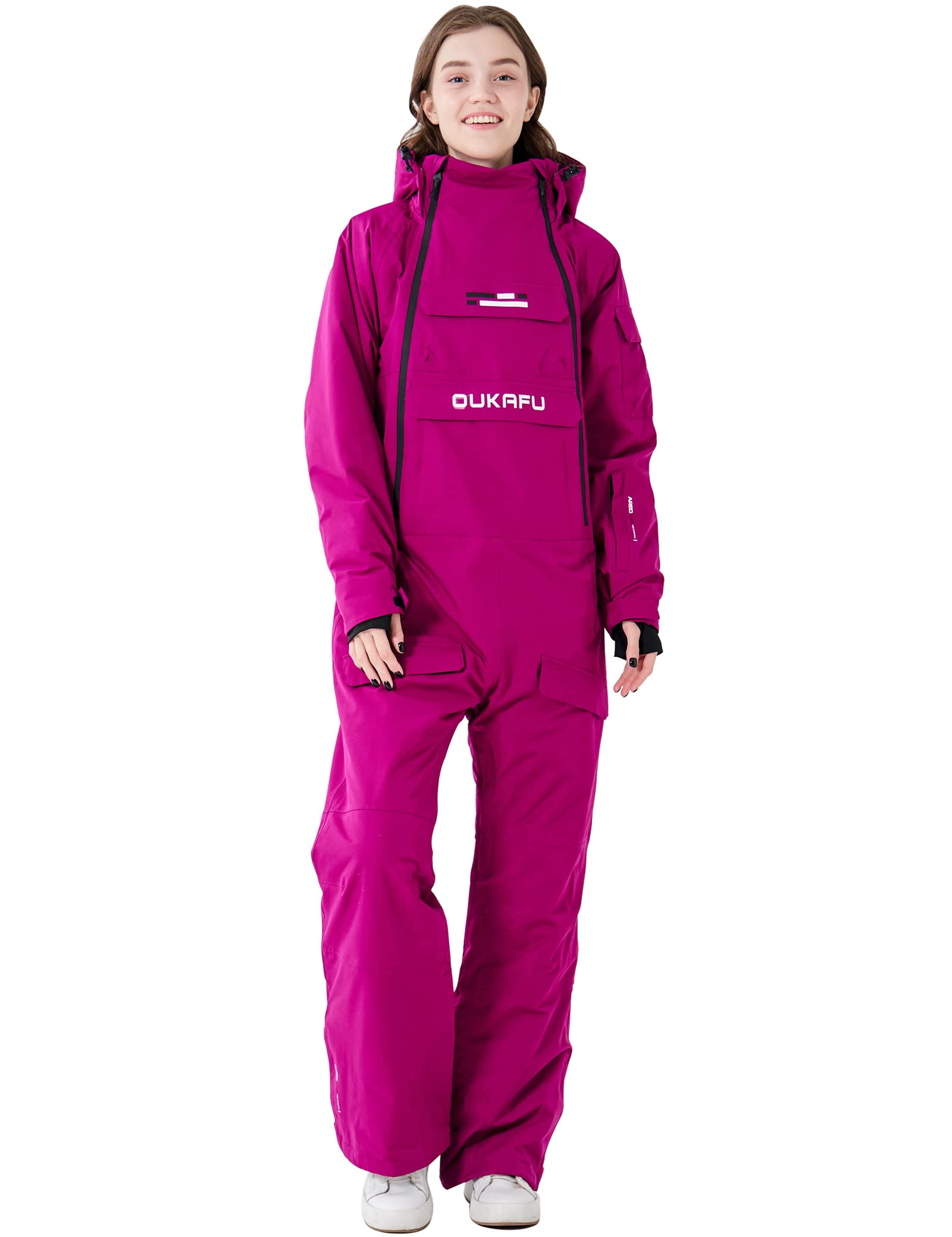 Photo 1 of OUKAFU Women One Pieces Ski Suits Waterproof Ski Jumpsuits Winter Onesies Snowsuits Snowboard Coveralls for Snow Sports(Purple, XXL)