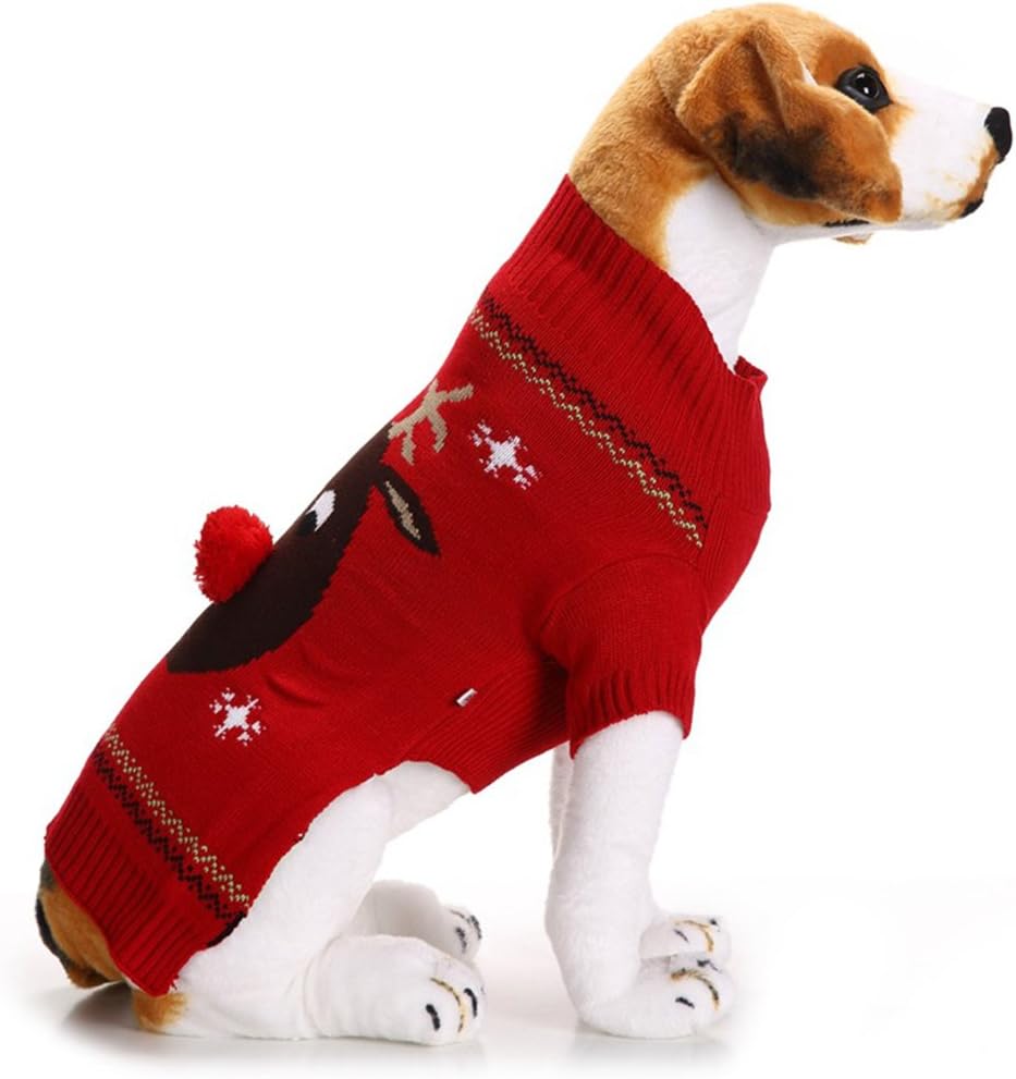 XIAOYU Dog Sweater Pet Clothes for Dogs Christmas Reindeer Red, XXL - Image 3