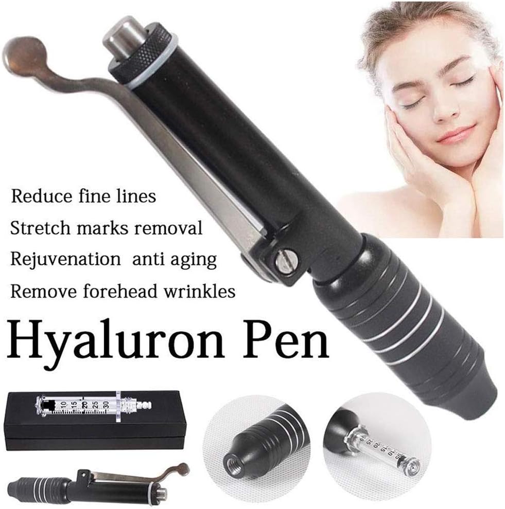 No Needles Hyaluron Pen Gun Atomizer Injection Machine Painless Anti-Wrinkle Whiten Beauty Device (1pc Hyaluron Pen+10pcs Ampoule Head)