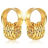 Twolobes 2 PCS Gold Ear Gauges With 10 twisty nose