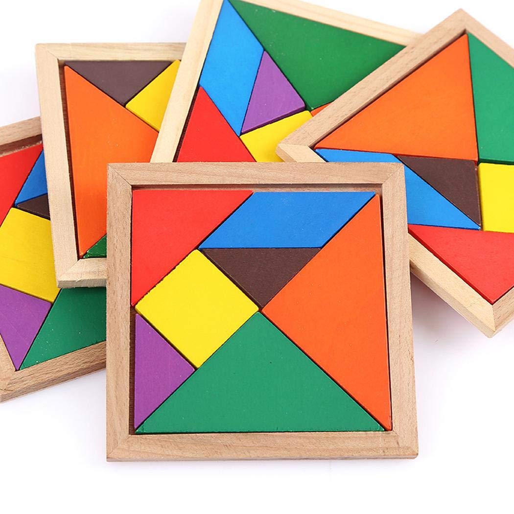 yagot Kinder Holz Puzzle Spielzeug Multicolor Tangram Früherziehung Spielzeug Kinder Tragbares Lernspielzeug