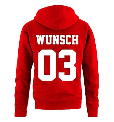 Comedy Shirts Partnerlook Hoodie mit Wunschname & Wunschnummer INDIVIDUALISIERBAR – Pullover für Pärchen, Familie & Freunde z