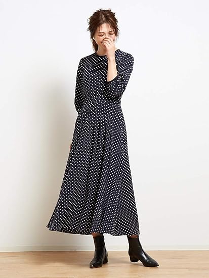 Amazon ルージュ ヴィフ ラクレ Rouge Vif La Cle ワンピース ドレス ドットロングワンピース レディース ネイビー 36 S ワンピース チュニック 通販