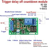 Walfront DC12V Time Delay Relay Module LED Display Trigger OFF Control view 3
