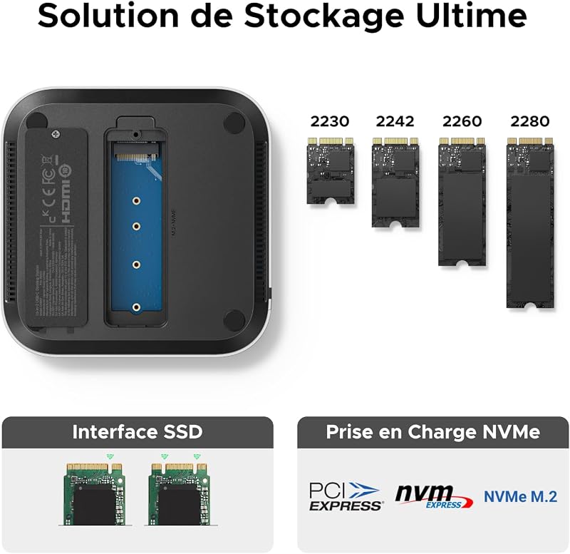 USB4.0 40Gbps Docking Station et Support pour Mac Mini M4 et M4 Pro