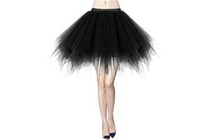 MIZHOME Womens Soild Color Tutu Skirt Layered Tulle Skirt Adult Halloween Costumes