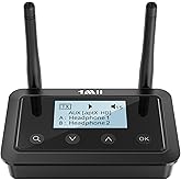 1Mii B03+ Bluetooth 5.3 Transmitter Receiver for TV Home Stereo | LCD Screen, aptX Adaptive/Low Latency/HD, Dual Link, Wireless Audio Adapter with Optical/RCA/3.5mm AUX, Soundbar Passthrough
