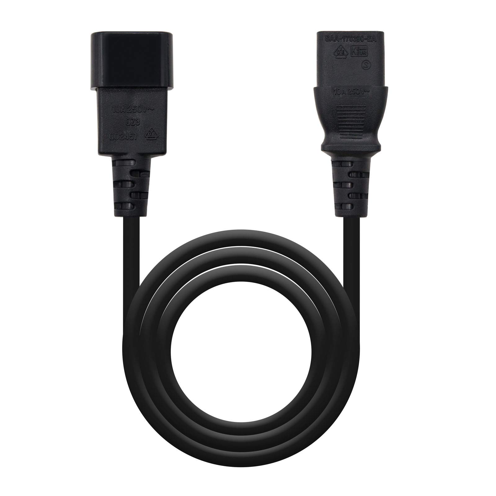 NanoCable 10.22.0203 Power Cable for CPU or Monitor, C13/ H-C14/ M, 100% Copper AWG18, Black, 3.0 mts