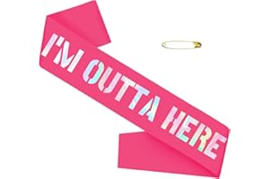 I'm Outta Here Sash Hot Pink Iridescent Foil-Going Away Sash, Retirement Sash, Graduation Sash, Divorced Sash, New Chapter Sa