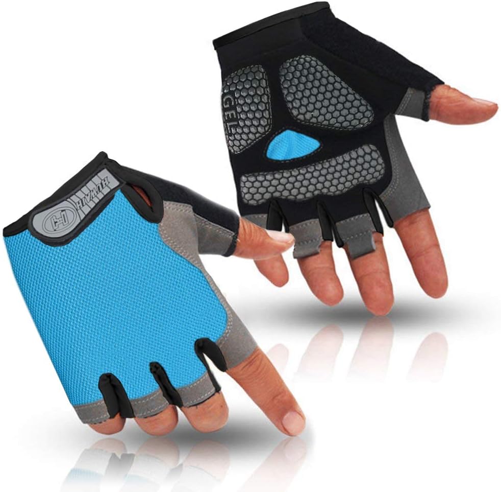 HuwaiH Cycling Gloves Men's/Women's Mountain Bike Gloves Half Finger Biking Gloves Anti Slip Shock Absorbing Gel Pad Breathable Cycle Gloves