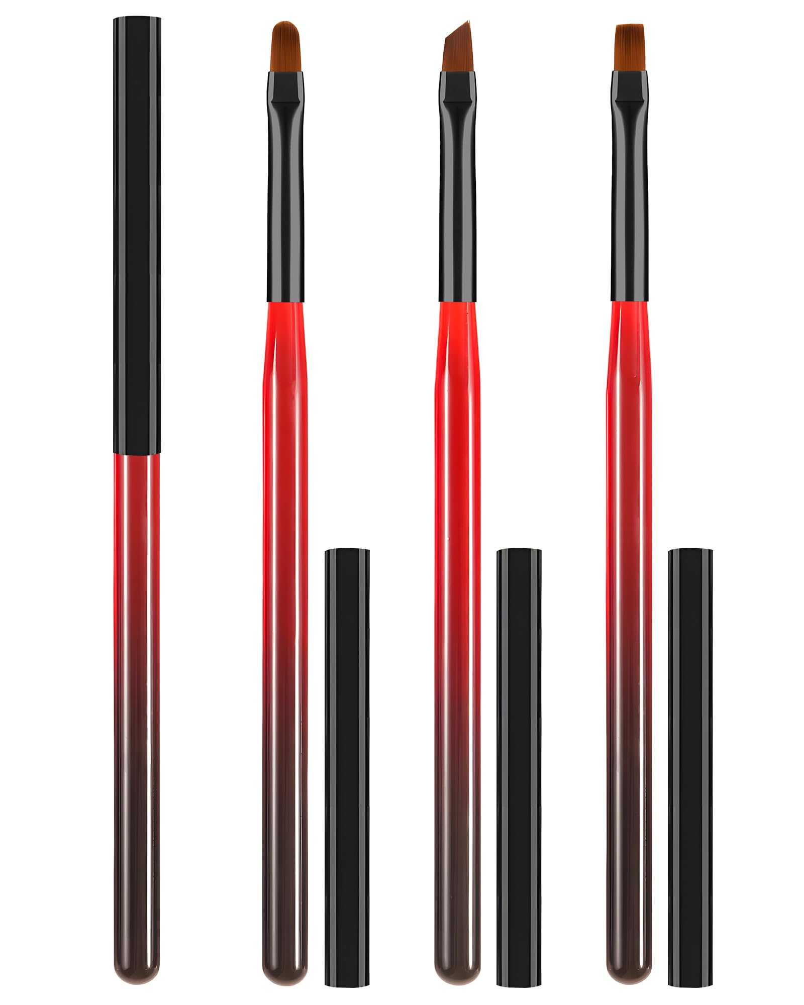 Photo 1 of 3PCS Nail Art Clean Up Brushes, Round/Angled/flat Acetone Resistant Gel Nail Polish Remover Brush, Nail Brushes for Tidying Up Polish Mishaps on Cuticles, and Nail Art Designs?Black Red?