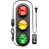 BTBEMO Traffic Light Lamp with Remote Control 12+ Mode Sequences LED Lights Lamp Decor, Stop Light Wall Lamp for Bedroom, Living Room, Club, Bar (Black)