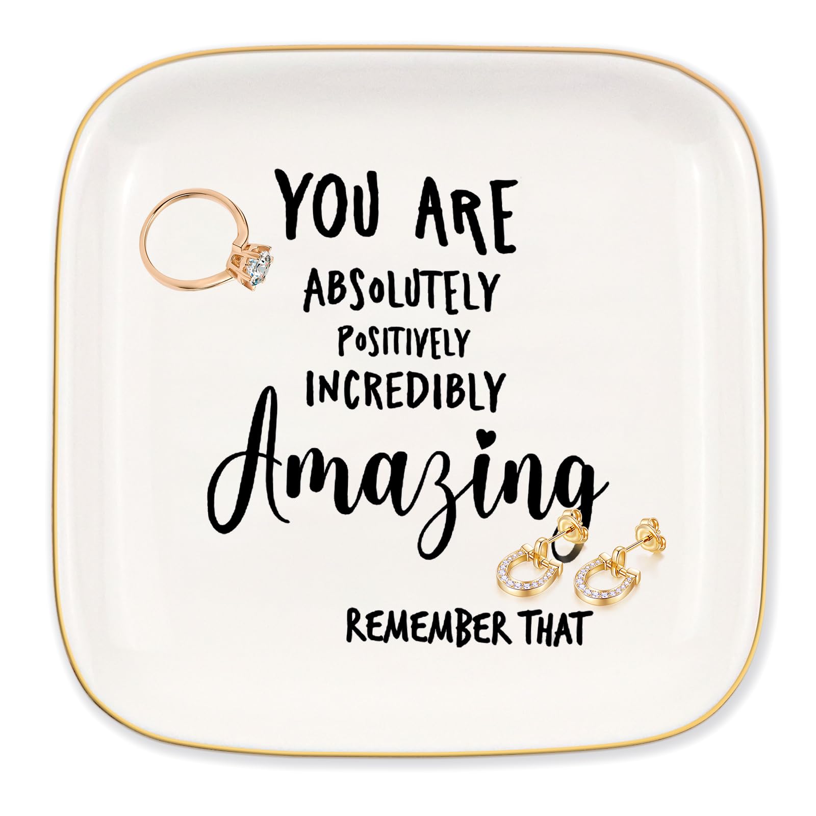 Photo 1 of "You Are Amazing Remember That" Ring Dish, Inspirational Gifts For Women Ceramic Jewelry Tray Gifts, Encouragement Gifts For Mother Friend Sister Daughter, for Mother's Day Valentine's Day Gifts