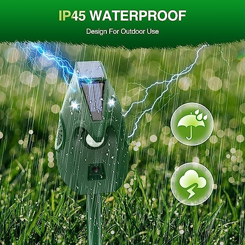 outsweat Outdoor Cat Repellent, Ultrasonic Cat Repellent Solar Cat Dog Repellent USB Solar Charging, Cat Dog Garden Repellent for Cats, Birds, Fox, Mouse and Rat, Pigeon, Rabbit