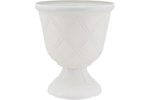 ARCADIA GARDEN PRODUCTS Arcadia Classic Decorative Garden Pot Planter for Indoor Plants, White, 10 x 11" Lattice Plastic Garden Urn