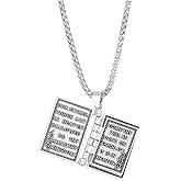 Yocoyee Vintage Religious Christian Holy Bible Verse Prayer Book Pendant Necklace Openable for Men's Necklace Jewelry
