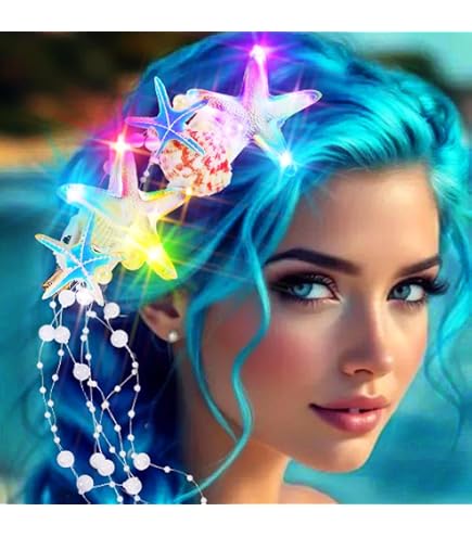 Light Up Mermaid Headpiece Led Starfish Hair Accessory for Women and Girls Amazon.com : GORTIN Light Up Mermaid Headband LED Glow  main image 3